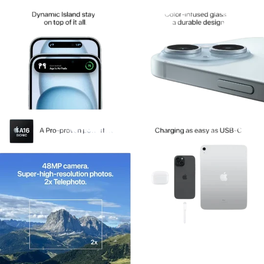 Mobil Telefon Iphone 15 128GB Blue - Thumbnail 5