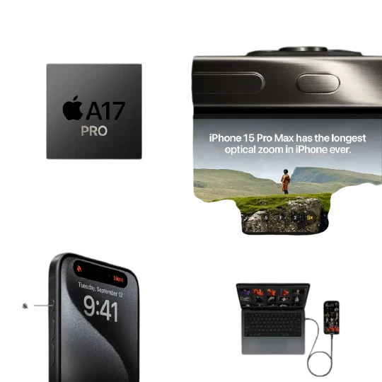 Mobil Telefon Iphone 15 Pro 128GB Black Titanium - Thumbnail 6