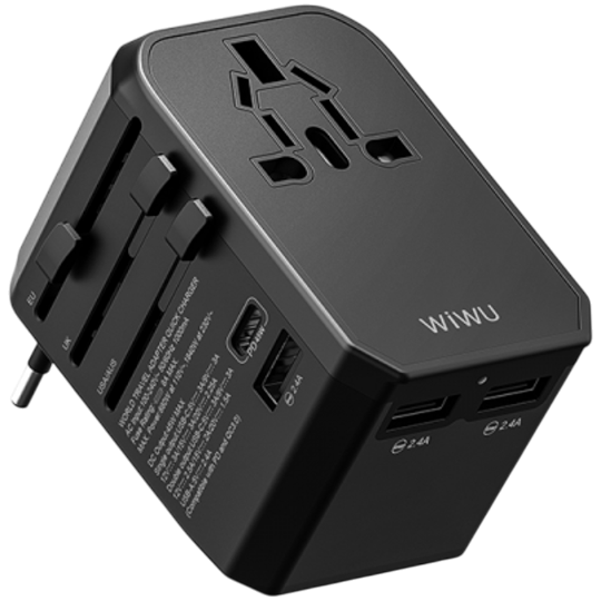 Telefon adapteri Wiwu UA-304 4 IN 1 UNIVERSAL PLUG ADAPTER BLACK 15936