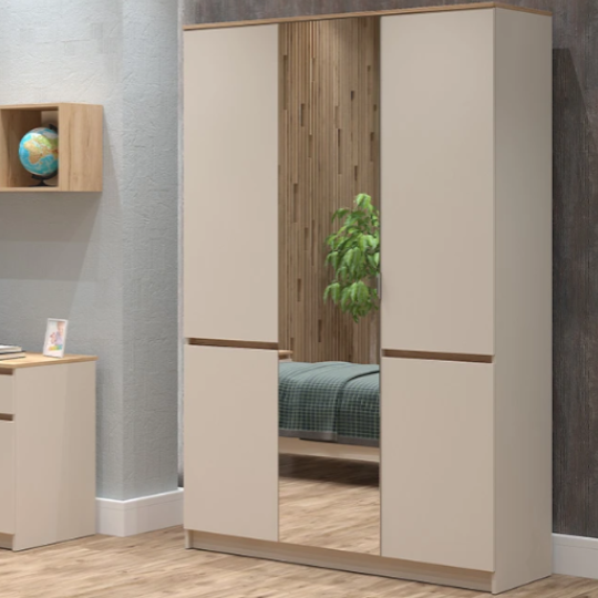 Dolab - uşaq mebeli Perla RUBI 3 QAPILI DUB KRAFT ZOL SATIN DƏSTI