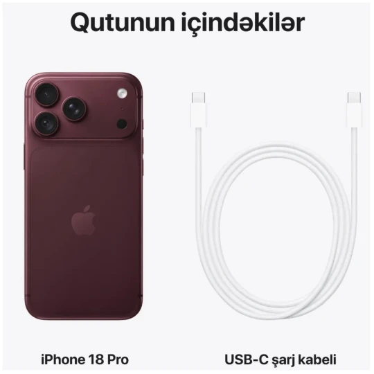Mobil Telefon Iphone 18 Pro 256 GB Burgundy - Thumbnail 2